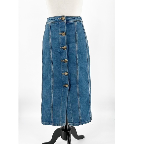 Anthropologie Pilcro & the letterpress Button Front Denim Pencil Midi - Picture 1 of 9